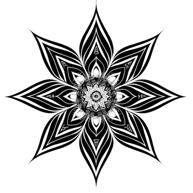 Un mandala en blanco y negro con la imagen de la flor.