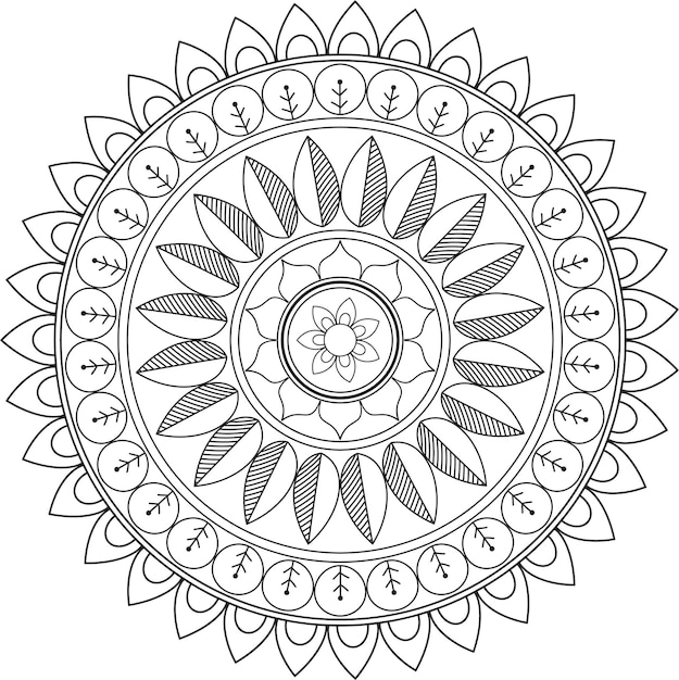 mandala blanco y negro ornamental