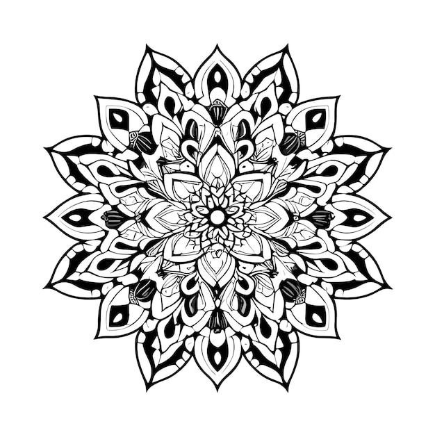 Un mandala en blanco y negro con un patrón del círculo.