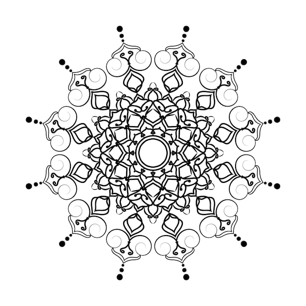 Mandala en blanco y negro con un patrón de hojas