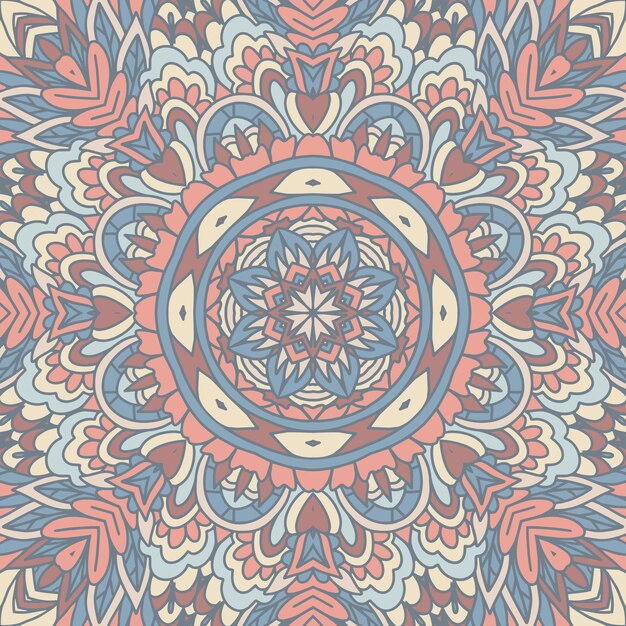 Mandala boho decorado fondo abstracto geométrico mosaico étnico de patrones sin fisuras ornamentales roseta florecer