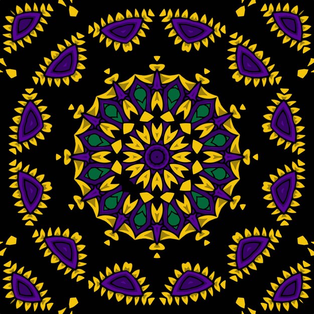 Mandala boho dibujado a mano ilustración vectorial de patrones sin fisuras