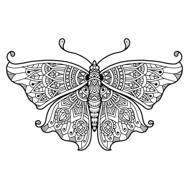 Mandala Butterfly Design para colorear