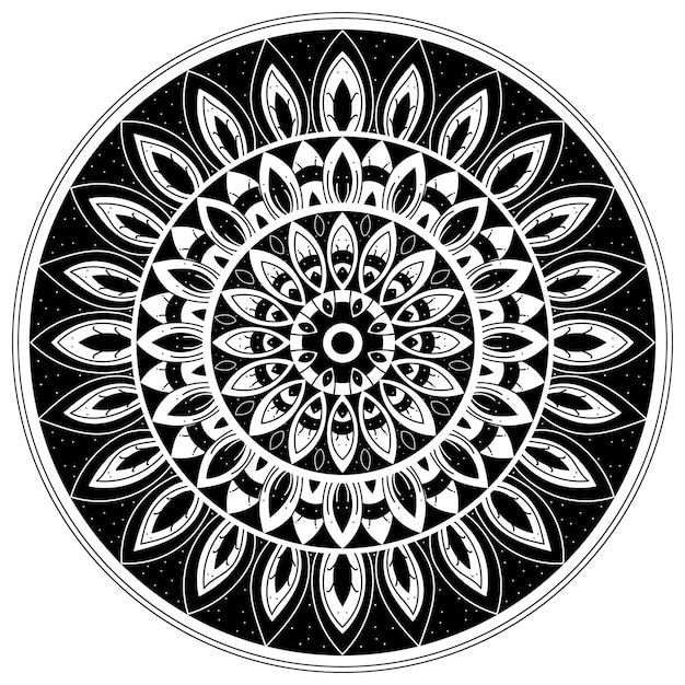 Vector mandala bw círculo adorno dibujar a mano