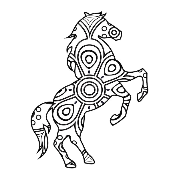 Mandala caballo página para colorear para niños