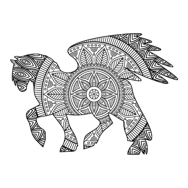 Mandala Caballo Página Para Colorear Para Niños