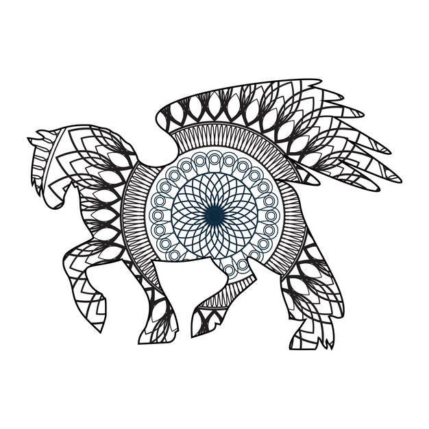 Mandala Caballo Página Para Colorear Para Niños