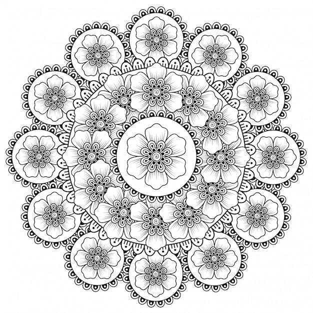 Mandala circular. ilustración de estilo mehndi