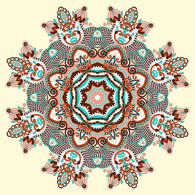 Mandala círculo decorativo símbolo indio espiritual de flor de loto ornamento redondo