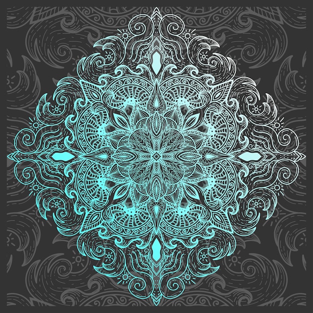 Vector mandala color cian y blanco