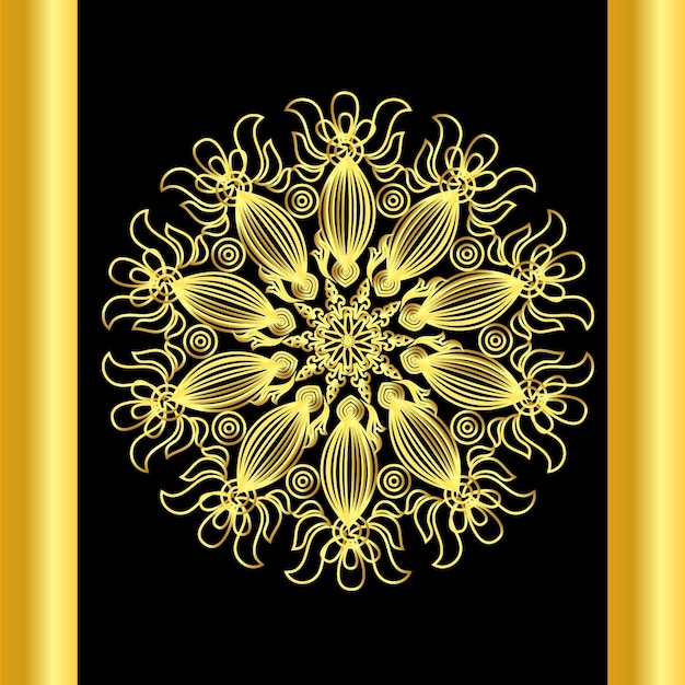 Mandala de color dorado y verde de lujo