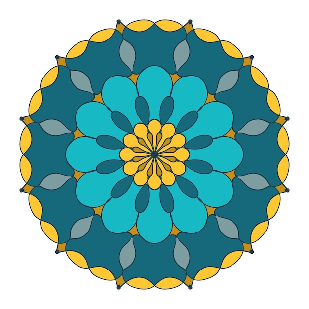 Vector mandala color floral patrón redondo colorido geométrico simétrico flor.
