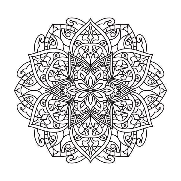 Mandala para colorear para adultos con contorno redondeado mandala