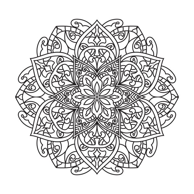 Mandala para colorear para adultos con contorno redondeado mandala