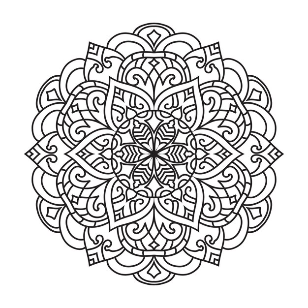 Mandala para colorear para adultos con contorno redondeado mandala