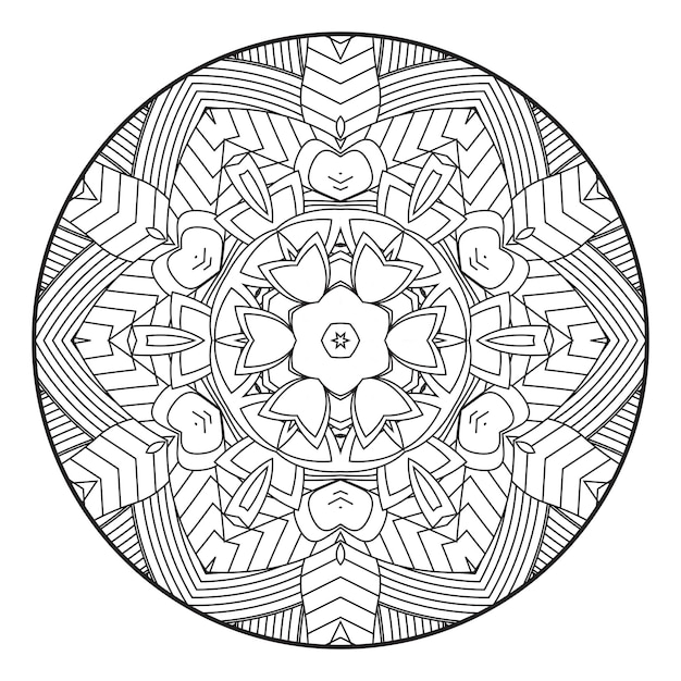 Mandala para colorear para adultos Mandala floral para colorear Mandala circular para colorear