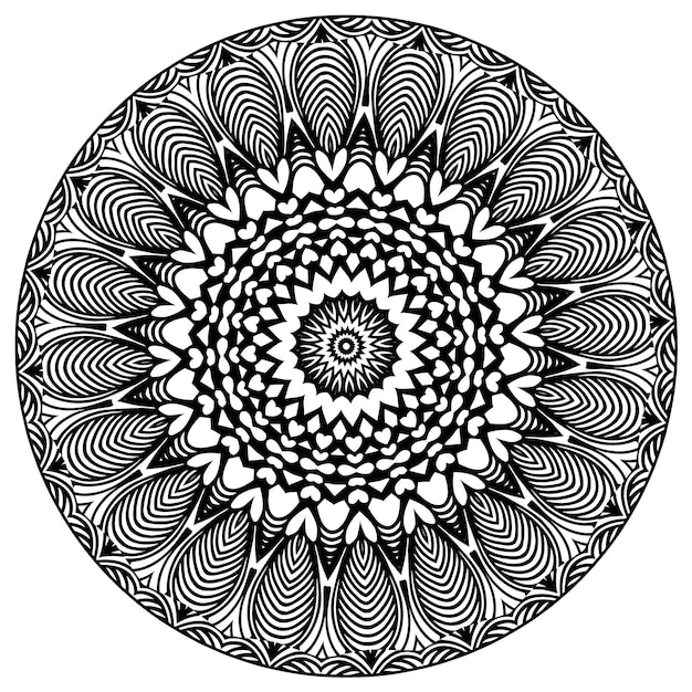 Mandala para colorear arte del libro. tarjeta de felicitación, pegatina, patrón de encaje y tatuaje. decoración para interiores