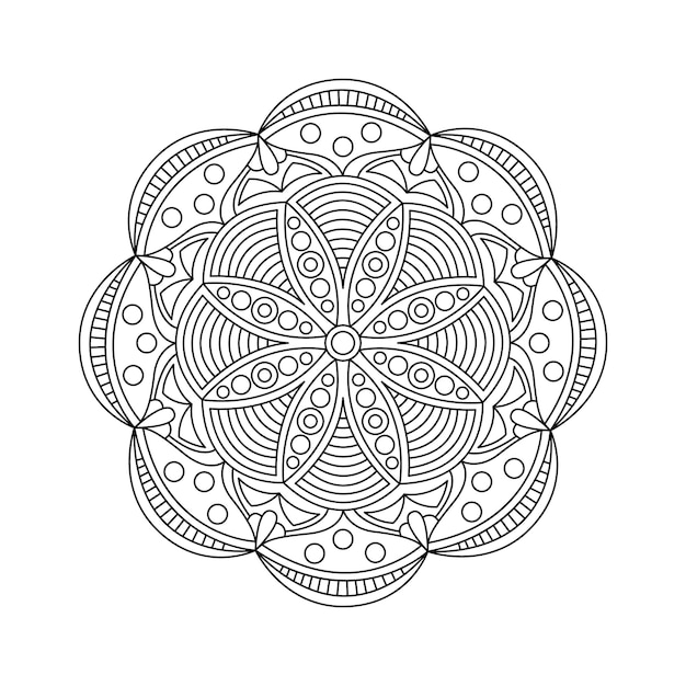 Mandala para colorear libro Patrón redondo con elementos decorativos