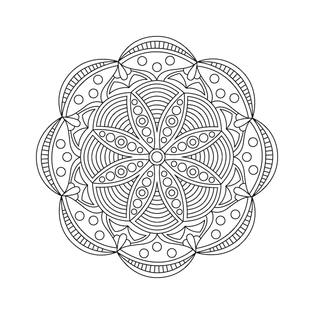 Mandala para colorear libro Patrón redondo con elementos decorativos