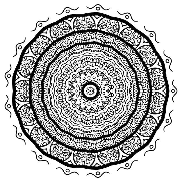 Mandala para colorear libro vector dibujado a mano étnico oriental círculo ornamento sobre fondo blanco arte de la pared