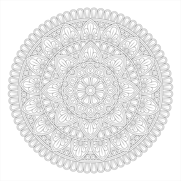 Mandala para colorear Página del libro Mandala oriental vector Mandala Arte de línea para colorear libros