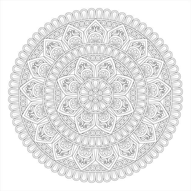 Mandala para colorear Página del libro Mandala oriental vector Mandala Arte de línea para colorear libros
