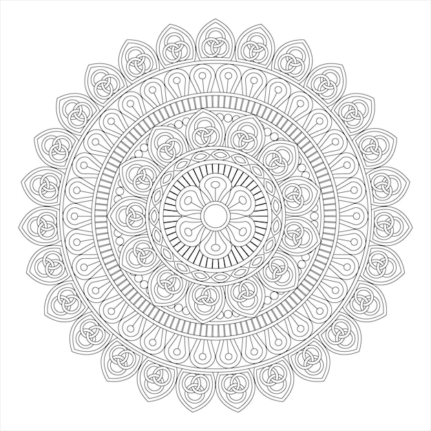 Mandala para colorear Página del libro Mandala oriental vector Mandala Arte de línea para colorear libros
