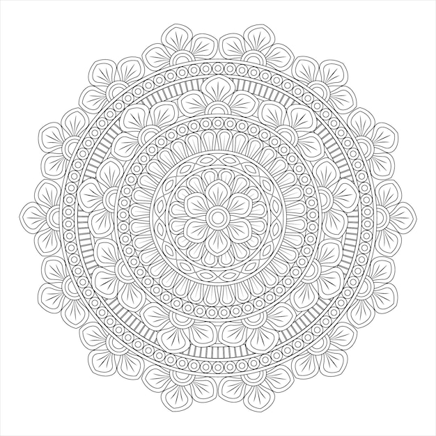 Mandala para colorear Página del libro Mandala oriental vector Mandala Arte de línea para colorear libros