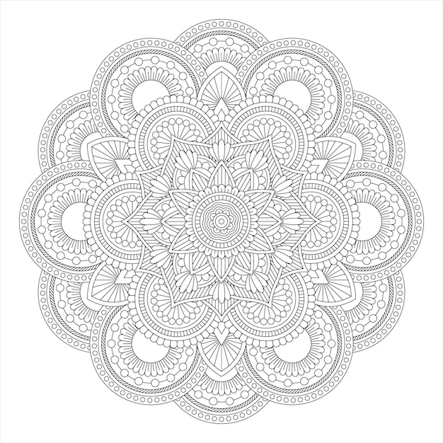 Mandala para colorear Página del libro Mandala oriental vector Mandala Arte de línea para colorear libros