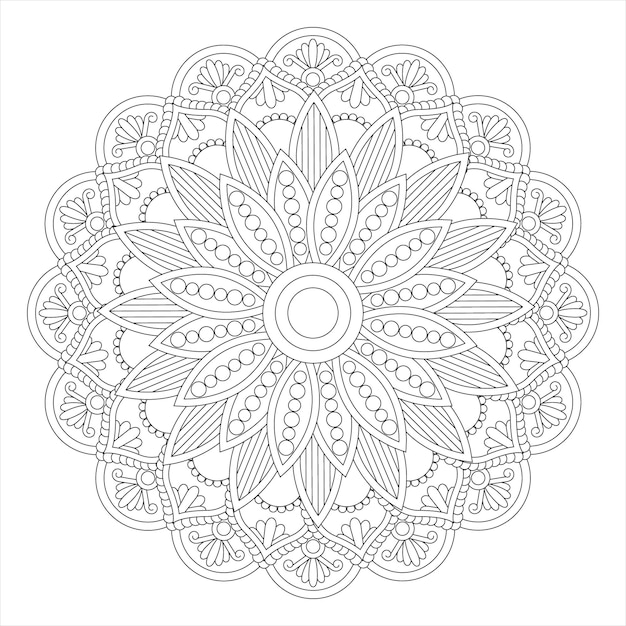 Mandala para colorear Página del libro Mandala oriental vector Mandala Arte de línea para colorear libros