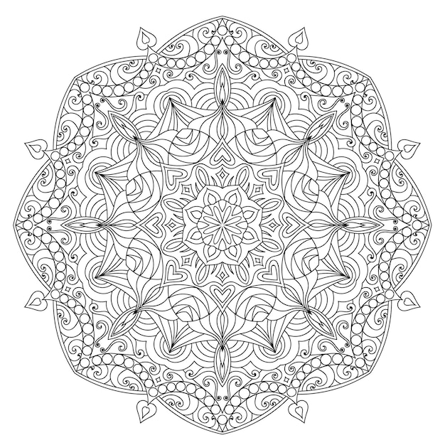 Mandala para colorear página de libro para niños y adultos Elemento de diseño estampado estilo Zentangle