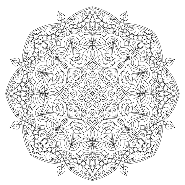 Mandala para colorear página de libro para niños y adultos Elemento de diseño estampado estilo Zentangle