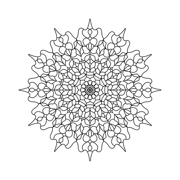 Mandala para colorear página Vector ilustración esquema patrón de flores en estilo Mehndi para colorear libro
