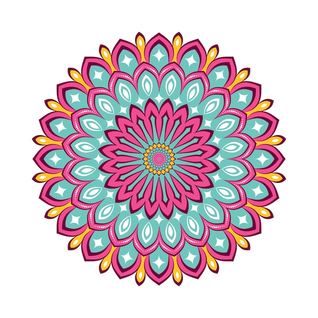 Mandala de colores con adornos florales