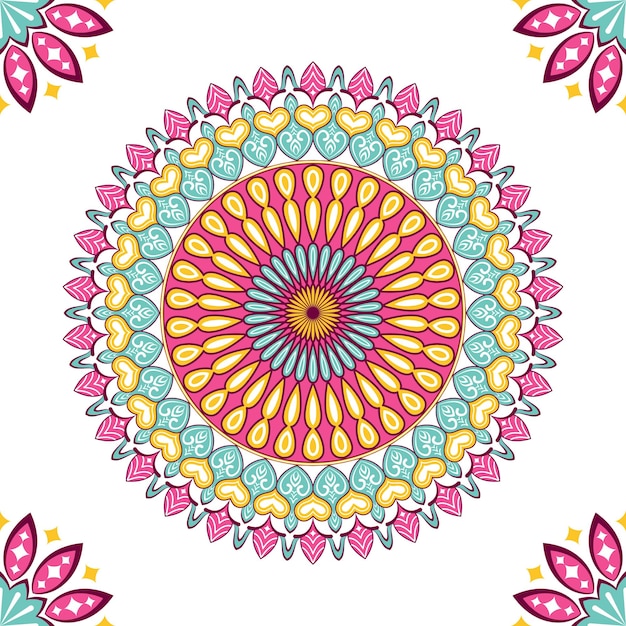 Mandala de colores con adornos florales