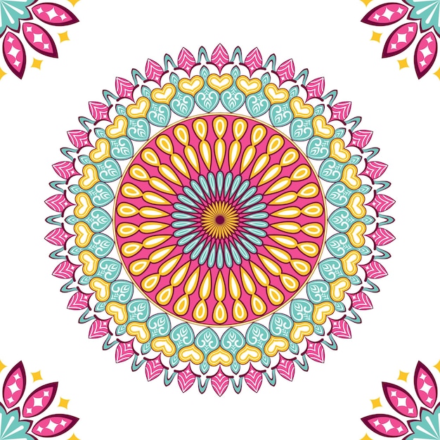 Mandala de colores con adornos florales