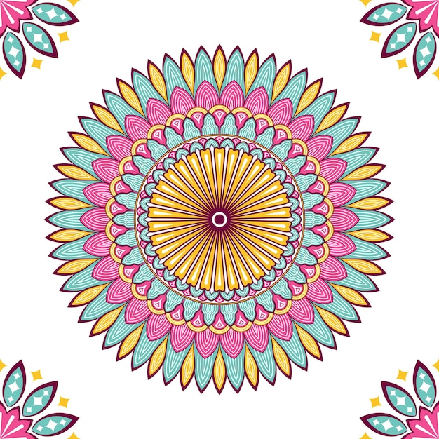 Mandala de colores con adornos florales