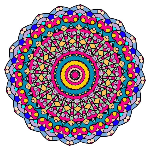 Mandala Colorida Con Adornos Florales Patrones De Terapia Antiestrés