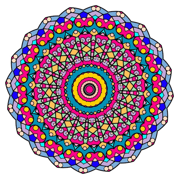 Vector mandala colorida con adornos florales patrones de terapia antiestrés