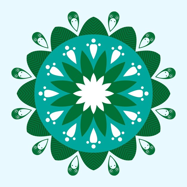 Mandala colorida Decoración de fondo Diseño de plagas Verde