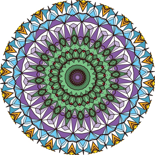 Mandala Colorido Con Adornos Florales. Patrones de Terapia Antiestrés
