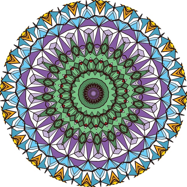 Mandala Colorido Con Adornos Florales. Patrones de Terapia Antiestrés