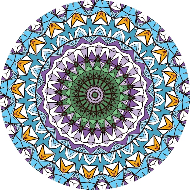 Mandala Colorido Con Adornos Florales. Patrones de Terapia Antiestrés