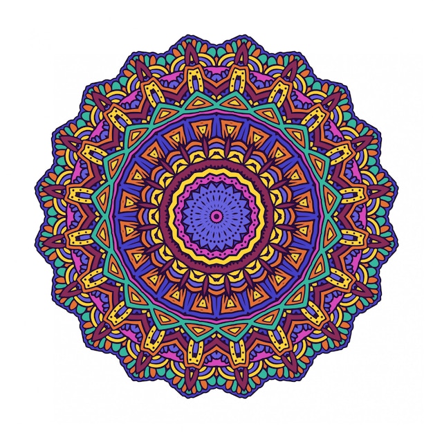 Vector mandala colorido círculo redondo con estilo étnico