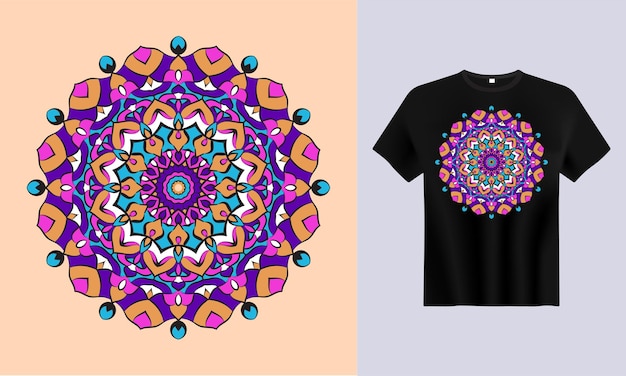 Mandala colorido con diseño de camiseta