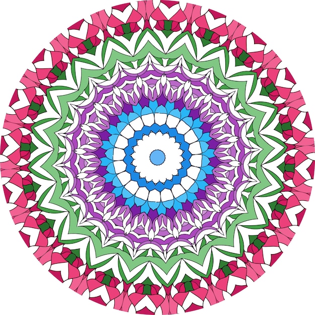 Mandala Colorido Con Formas Florales. Elementos de diseño de tejido.