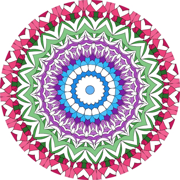 Mandala Colorido Con Formas Florales. Elementos de diseño de tejido.