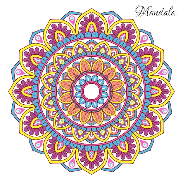 Vector mandala colorido con formas florales