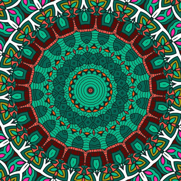 Un mandala colorido con un patrón con un patrón verde.