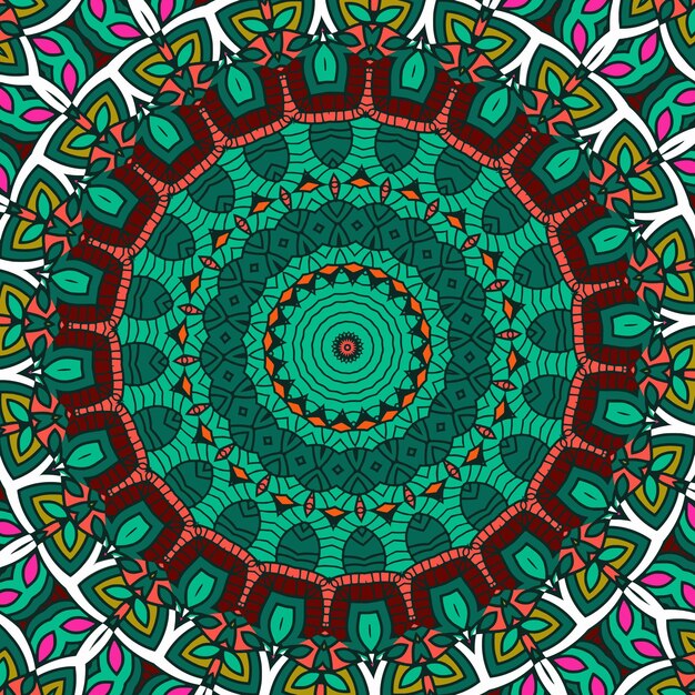 Un mandala colorido con un patrón con un patrón verde.